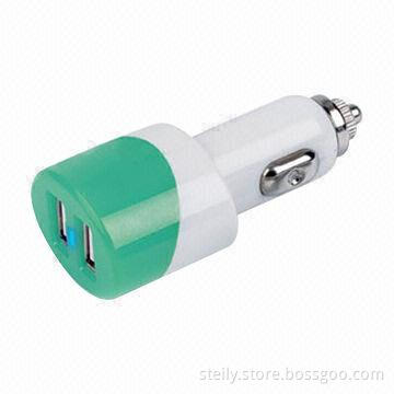 Dual USB Car Chargers for iPod, Also Used for Other Smartphones